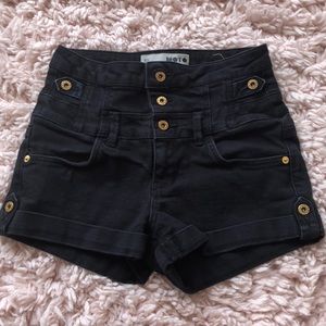 Black High Waisted Denim Shorts